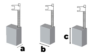 Diagrama de cotas para escobillas de carbón
